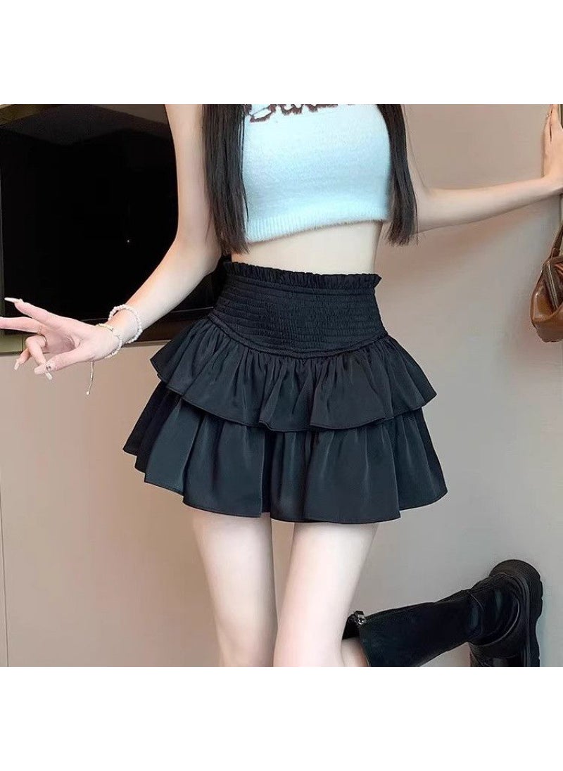 Chiffon Tutu Skirt High Waist Slimming Summer Skirt Black cake skirt