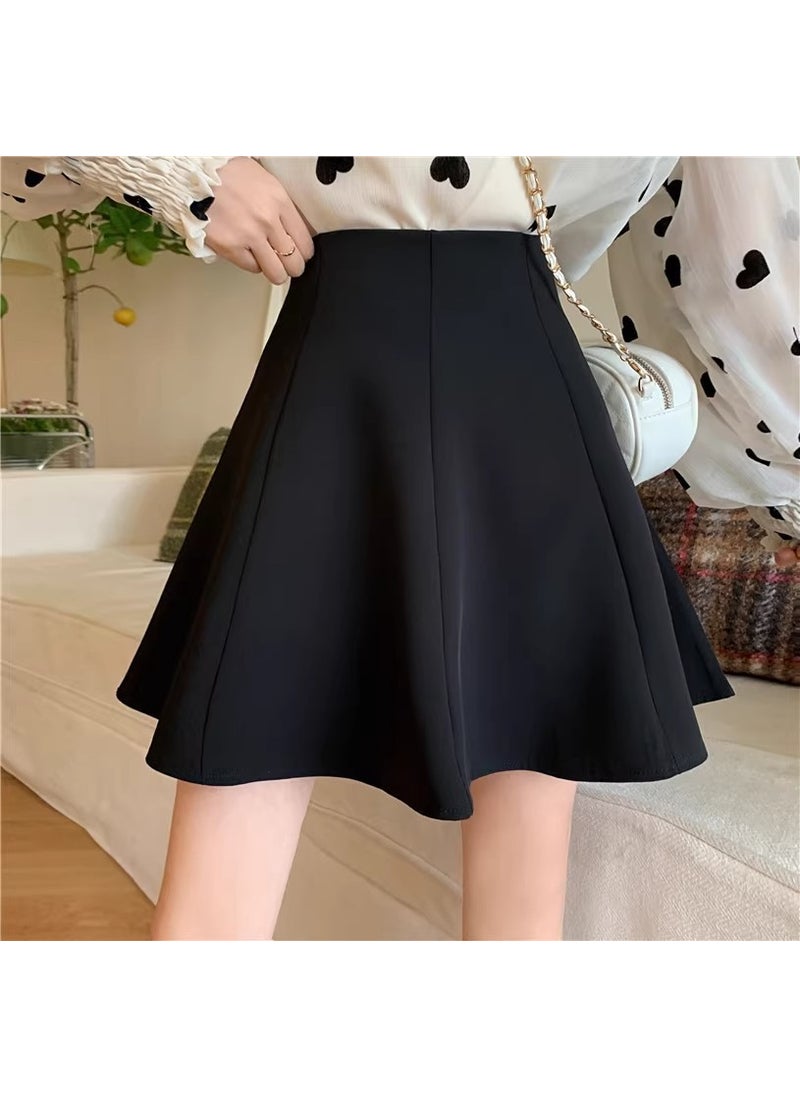 2023 High Waist Slimming A-Line Ruffle Skirt black