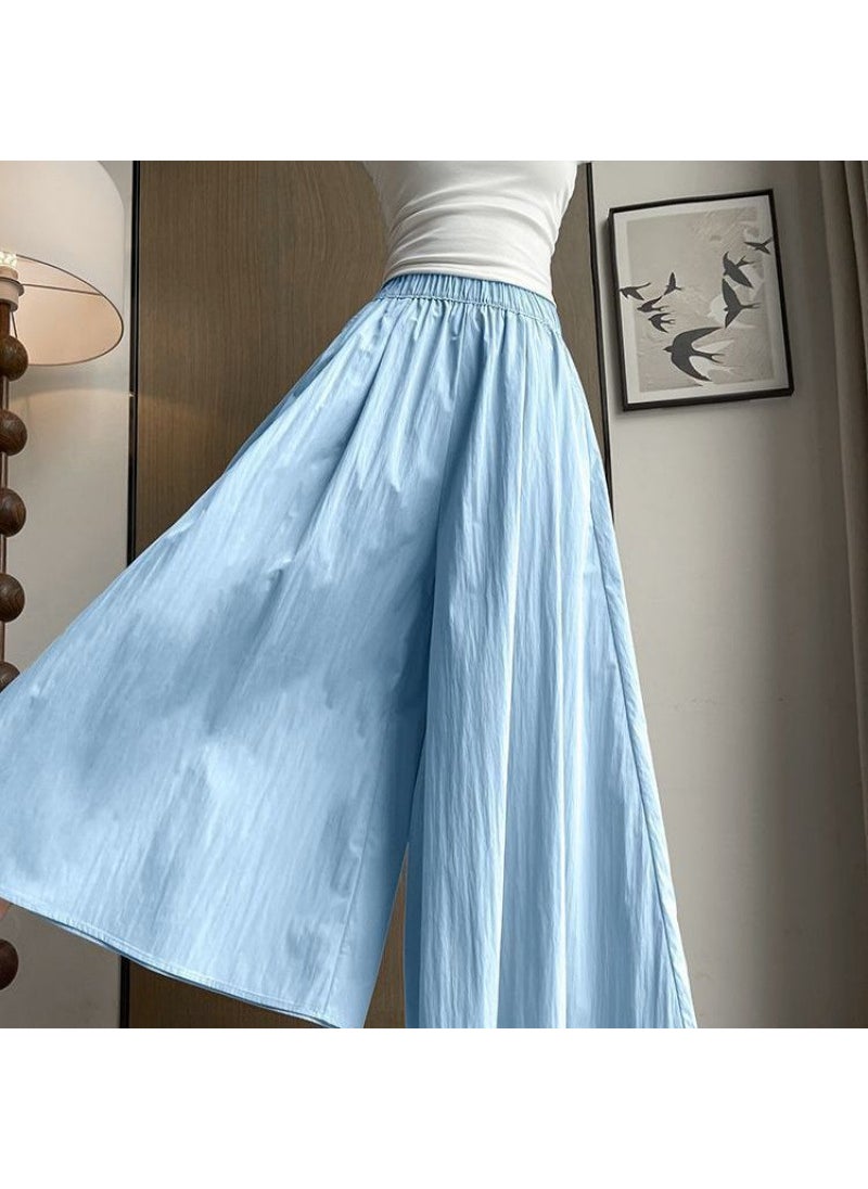 2024 Petite Drape High-Waist Loose Skirt-Pants Light blue-new summer product/direct punch