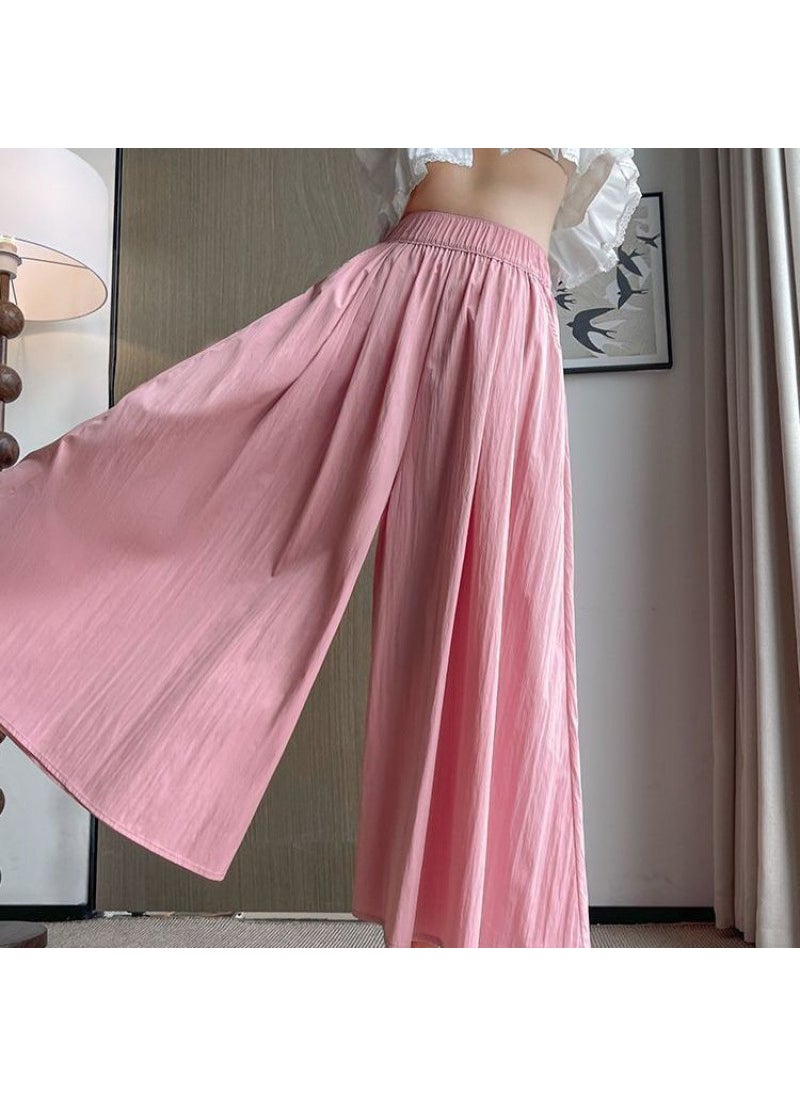 2024 Petite Drape High-Waist Loose Skirt-Pants Pink-new summer product/direct punch