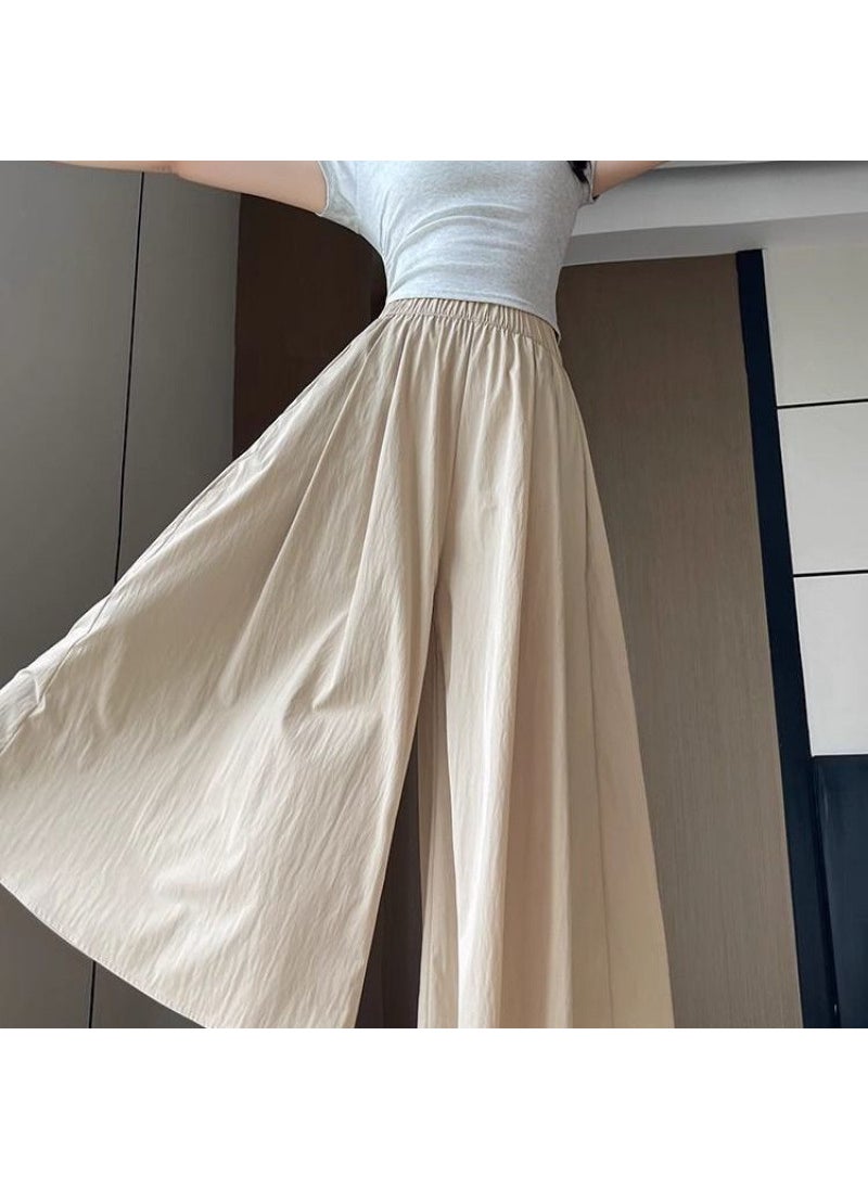 2024 Petite Drape High-Waist Loose Skirt-Pants Milk apricot color-new summer product/direct punch