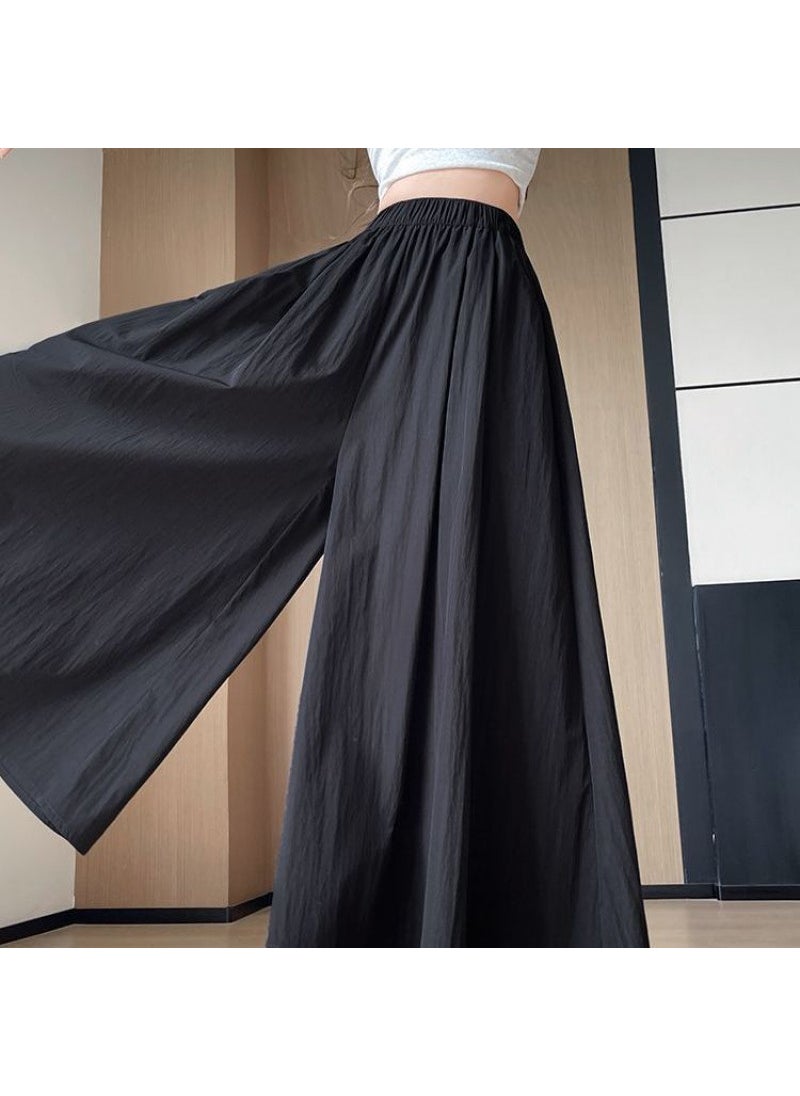 2024 Petite Drape High-Waist Loose Skirt-Pants Black-new summer product/direct punch