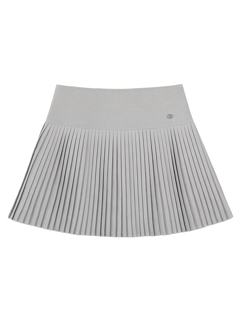 High Waist Pleated Skirt Plus Size Gray