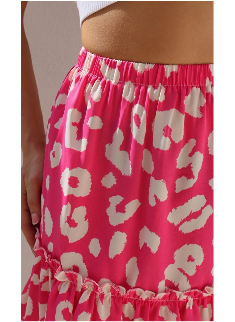 Aria Bold Leopard Print Mini Skirt - Hot Pink