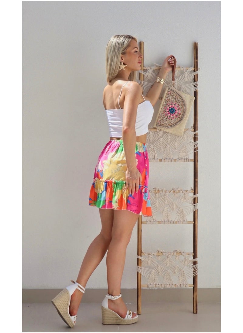 Aria Tropical Print Mini Skirt - Multi