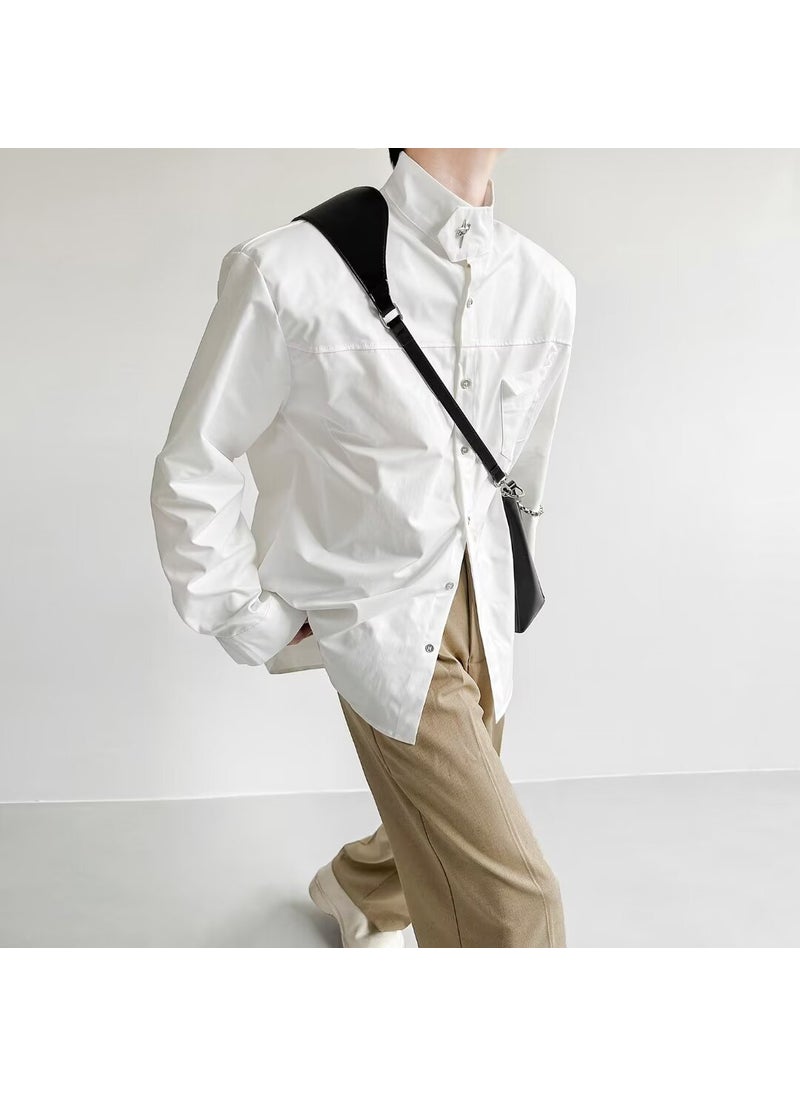 Autumn Mens White Casual Long-Sleeve Shirt White