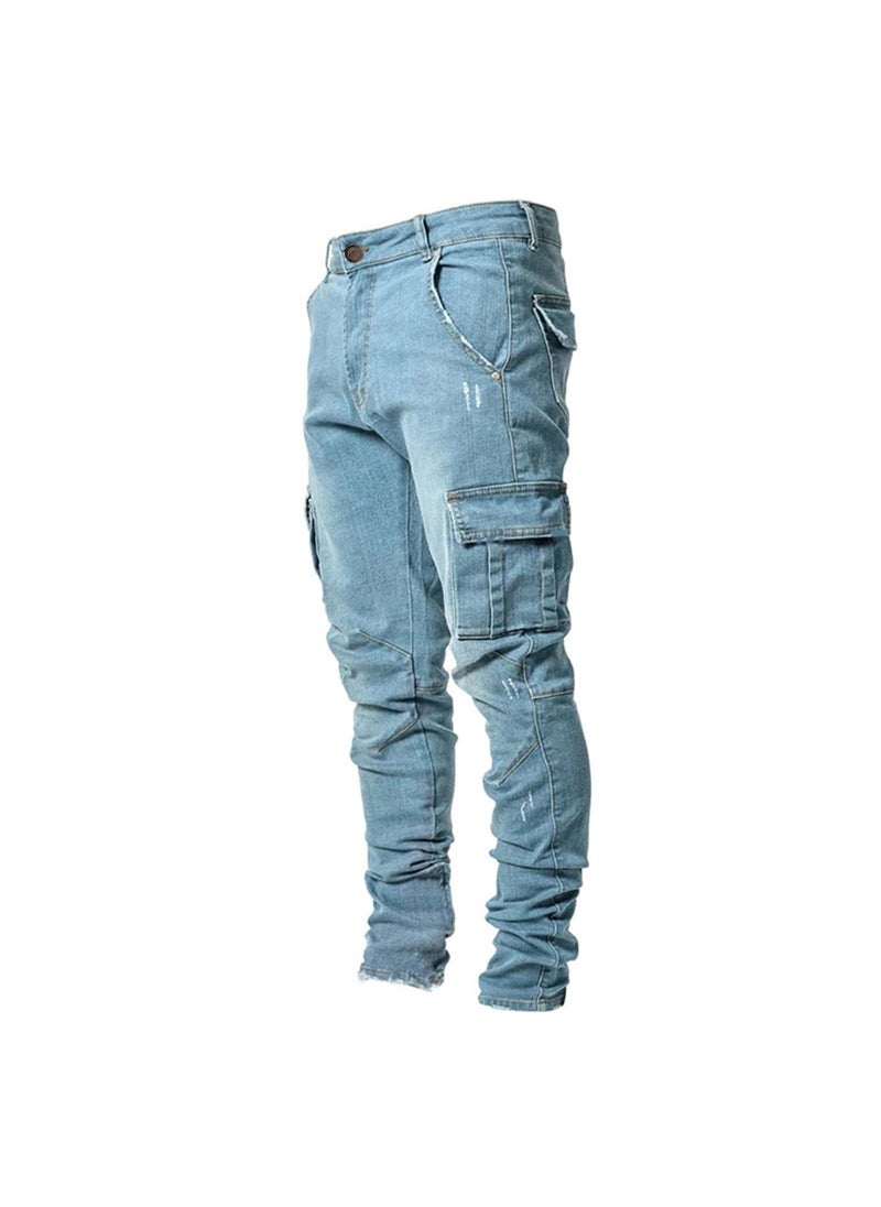 European Slim Fit Casual Mens Denim Jeans Grey