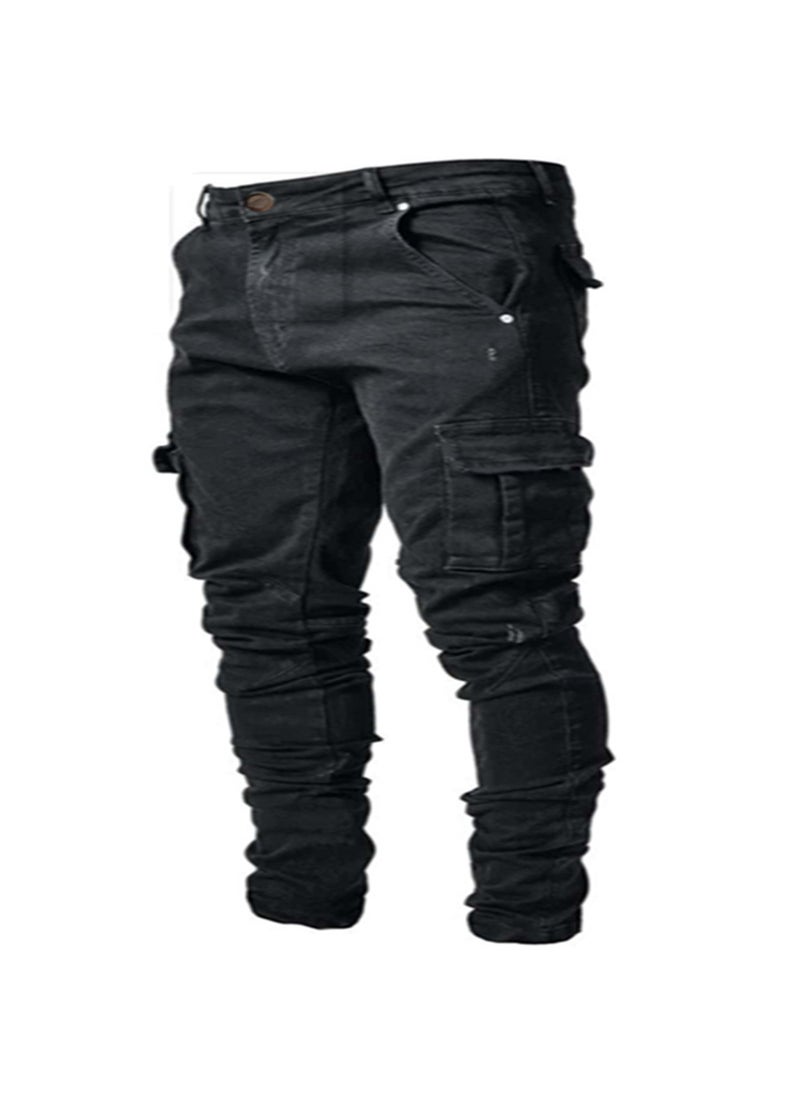 European Slim Fit Casual Mens Denim Jeans Black