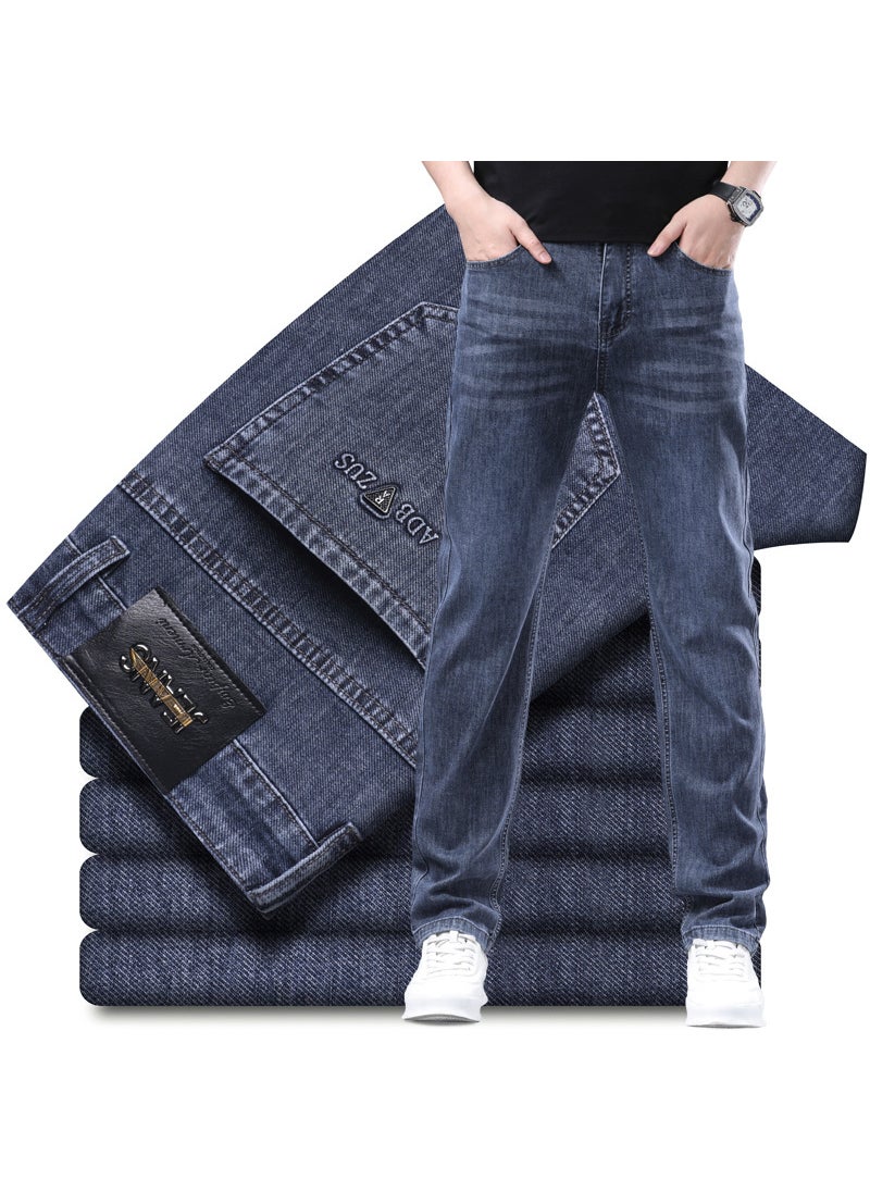 2024 Mens Straight-Cut High-Waist Denim Jeans 619B blue gray [thin]]