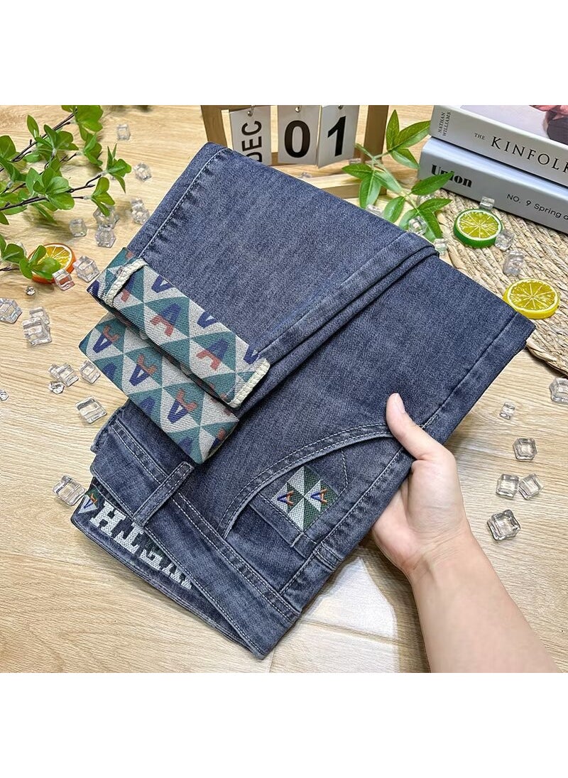 Summer 2024 Mens Fashion Denim Pants Blue