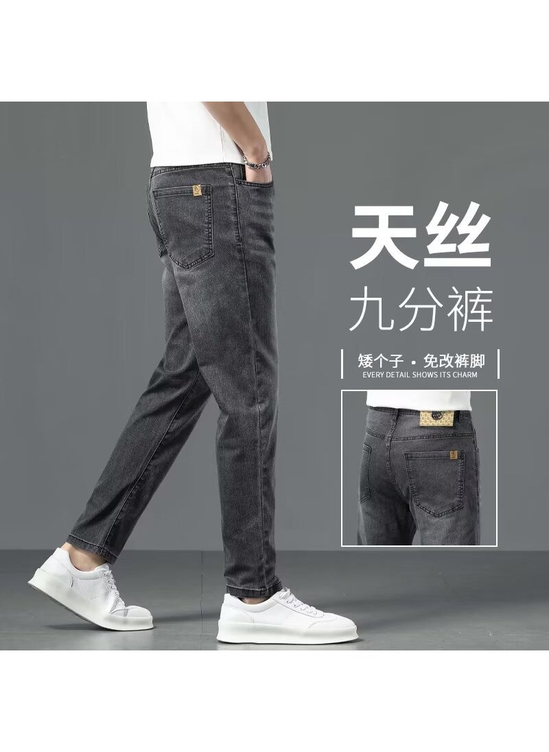 2024 Slim Fit Ankle Jeans for Men black gray