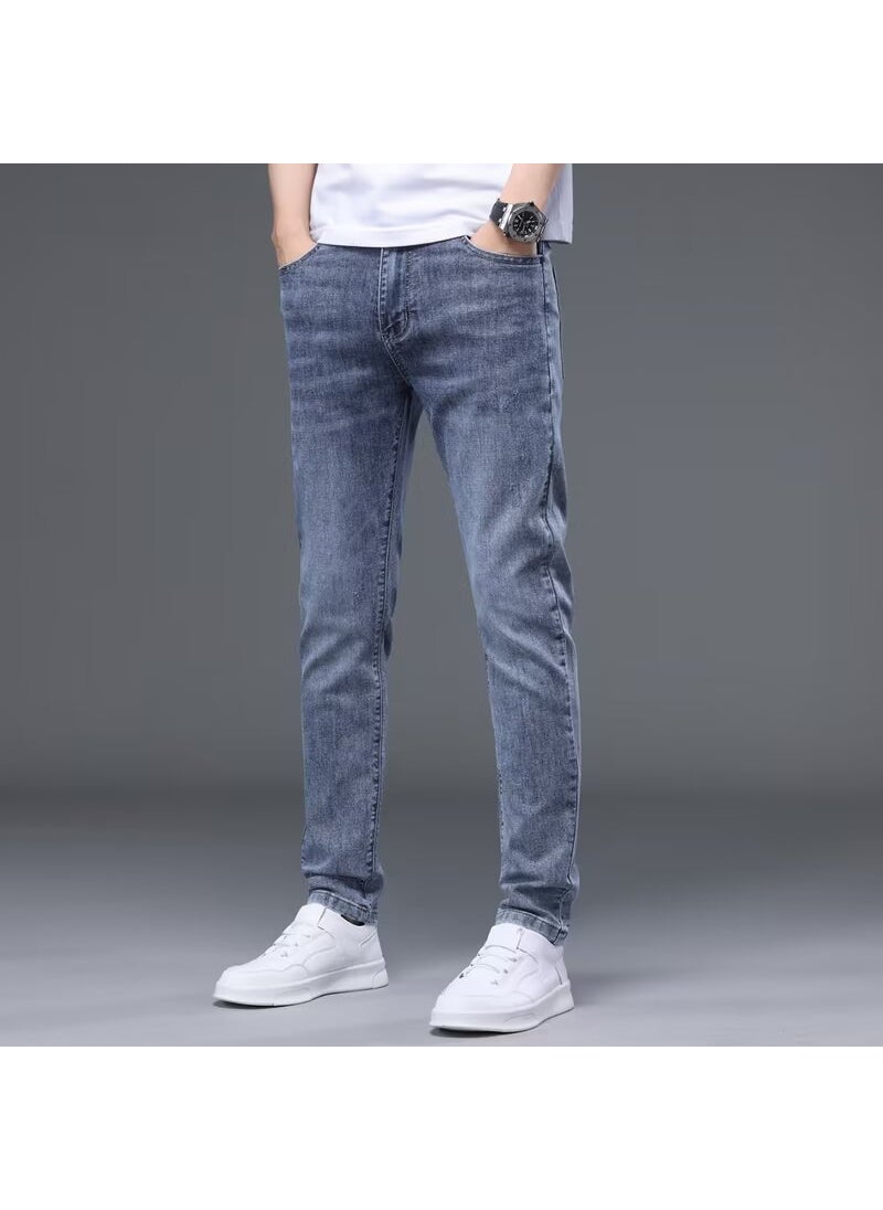 Slim Fit Blue Jeans for Men Summer 2024 Blue