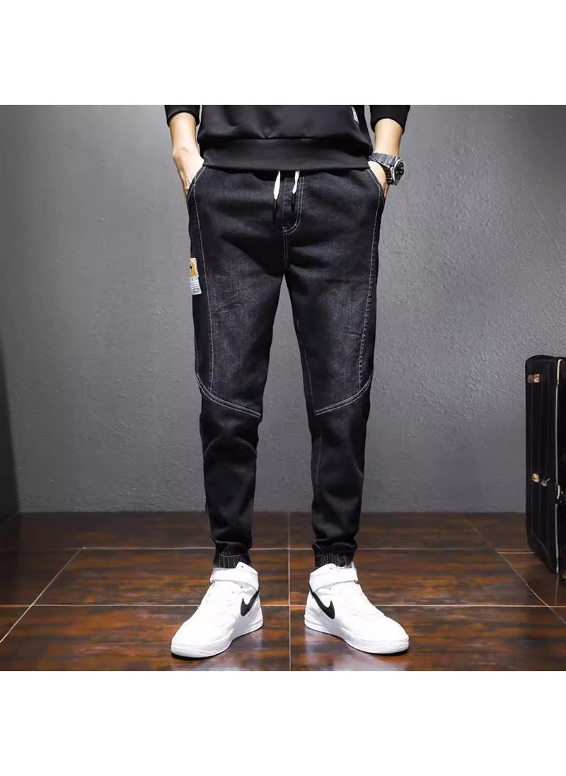 Autumn Mens Casual Loose Denim Jeans Black