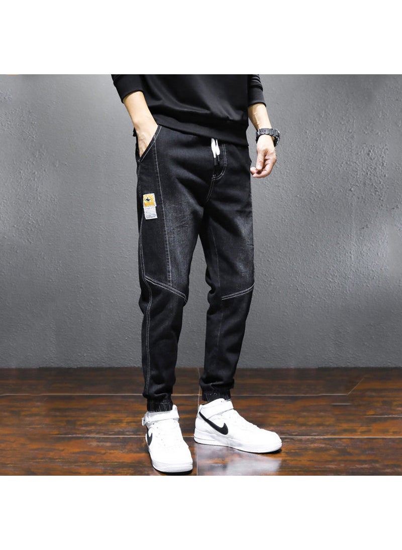 Autumn Mens Casual Loose Denim Jeans Black