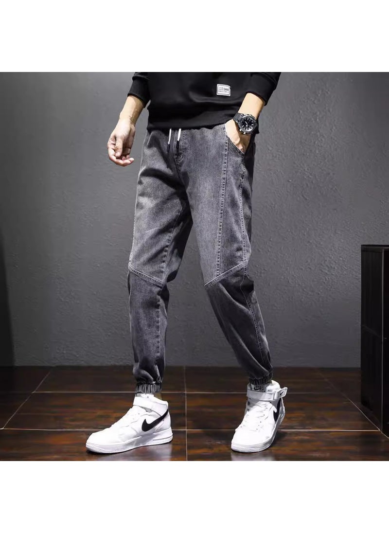 Autumn Mens Casual Loose Denim Jeans Black