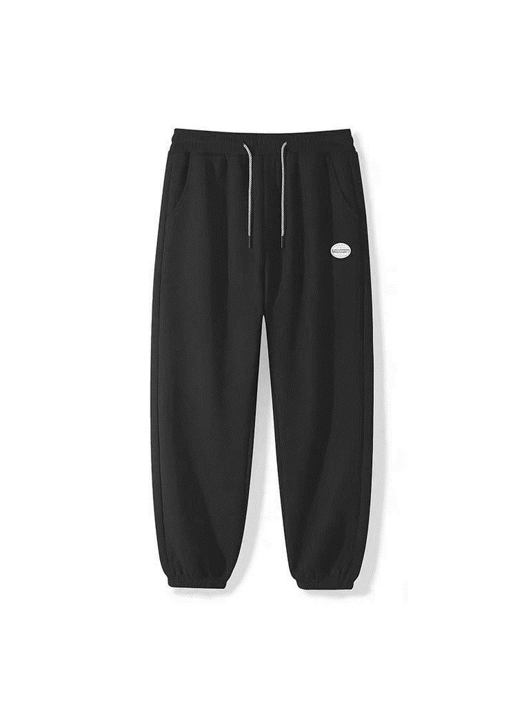 Mens New Waffle Knit Sweatpants Loose Cuff Black