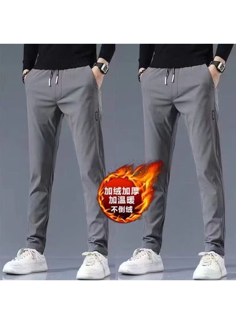 Fleece-Lined Warm Mens Sweatpants Plus Size Dark gray