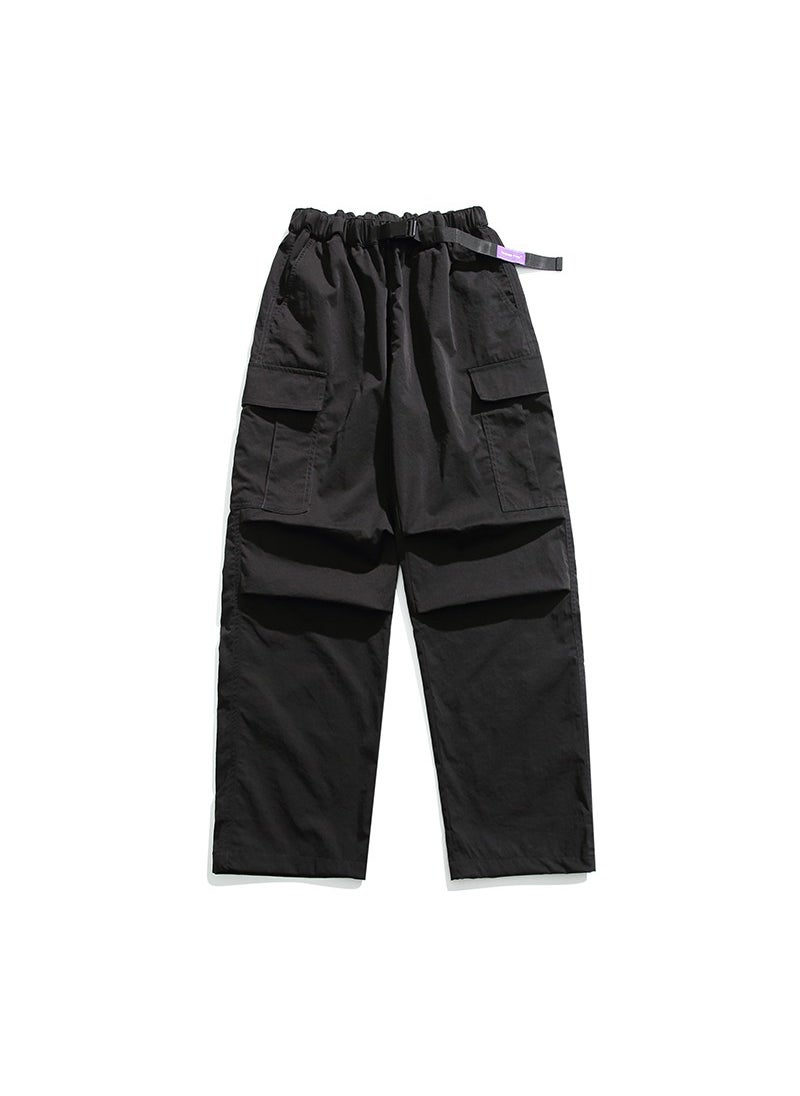 Tactical Cargo Pants Unisex Oversized Pockets Waterproof Black