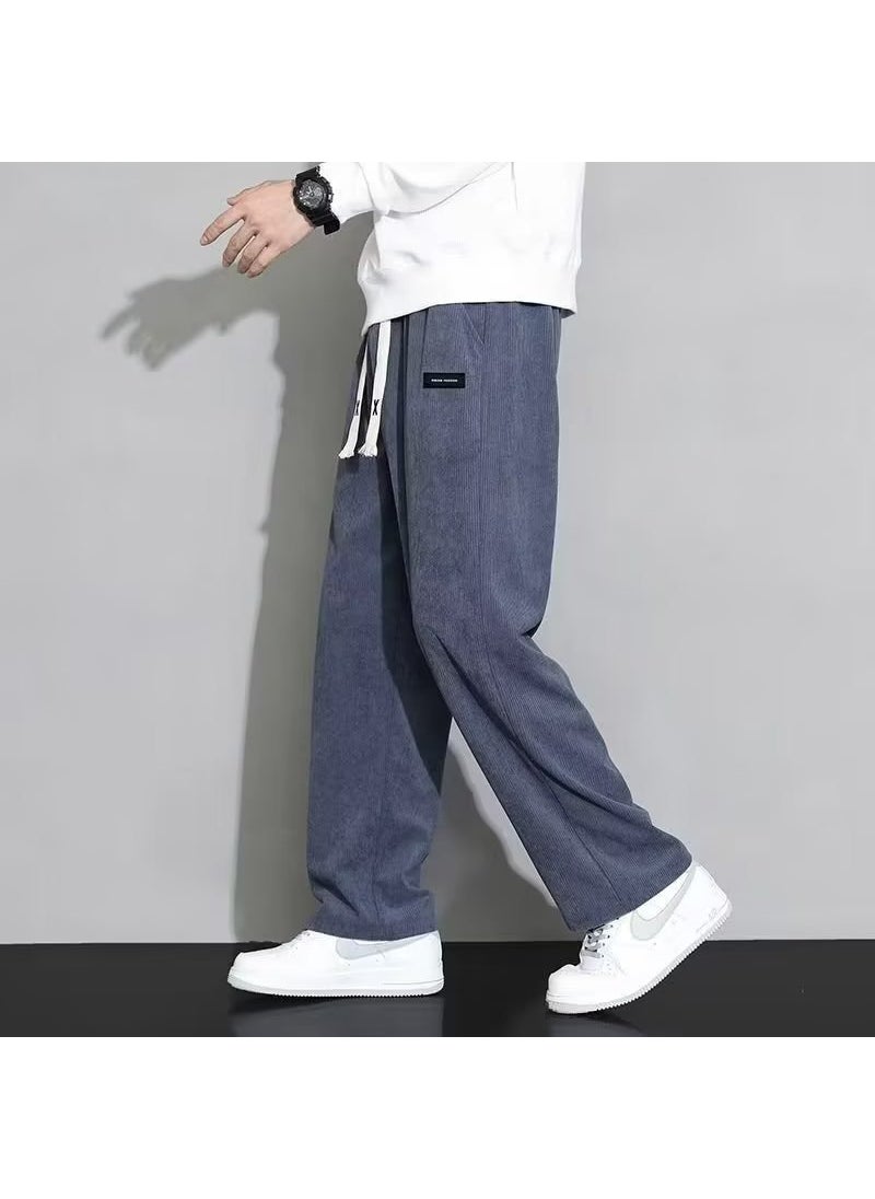 Japanese Laid-back Wide Leg Mens Sweatpants Autumn Casual Dark gray