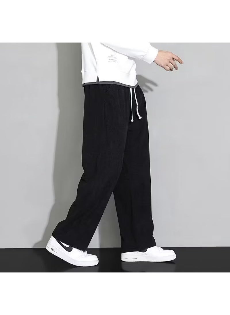 Japanese Laid-back Wide Leg Mens Sweatpants Autumn Casual Black