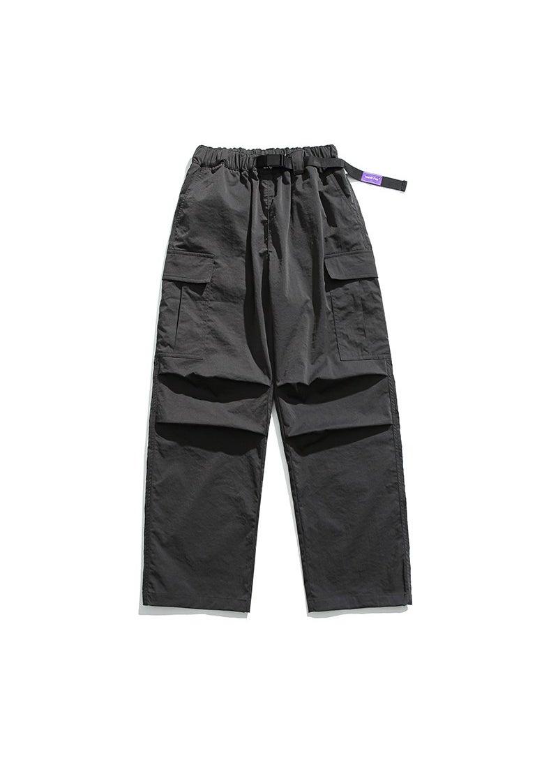 Tactical Cargo Pants Unisex Oversized Pockets Waterproof Gray