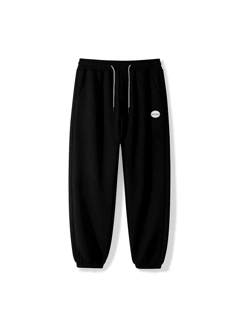 2024 Mens Casual Sweatpants Autumn Winter Trendy Loose Fit Black