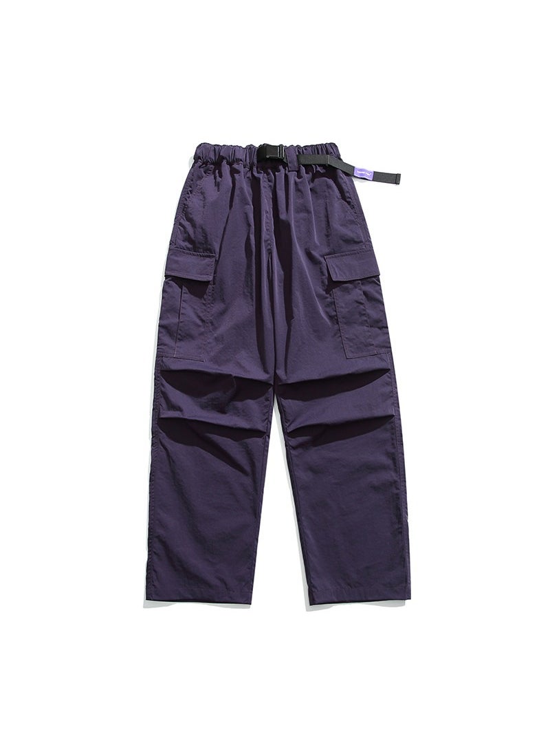 Tactical Cargo Pants Unisex Oversized Pockets Waterproof Purple