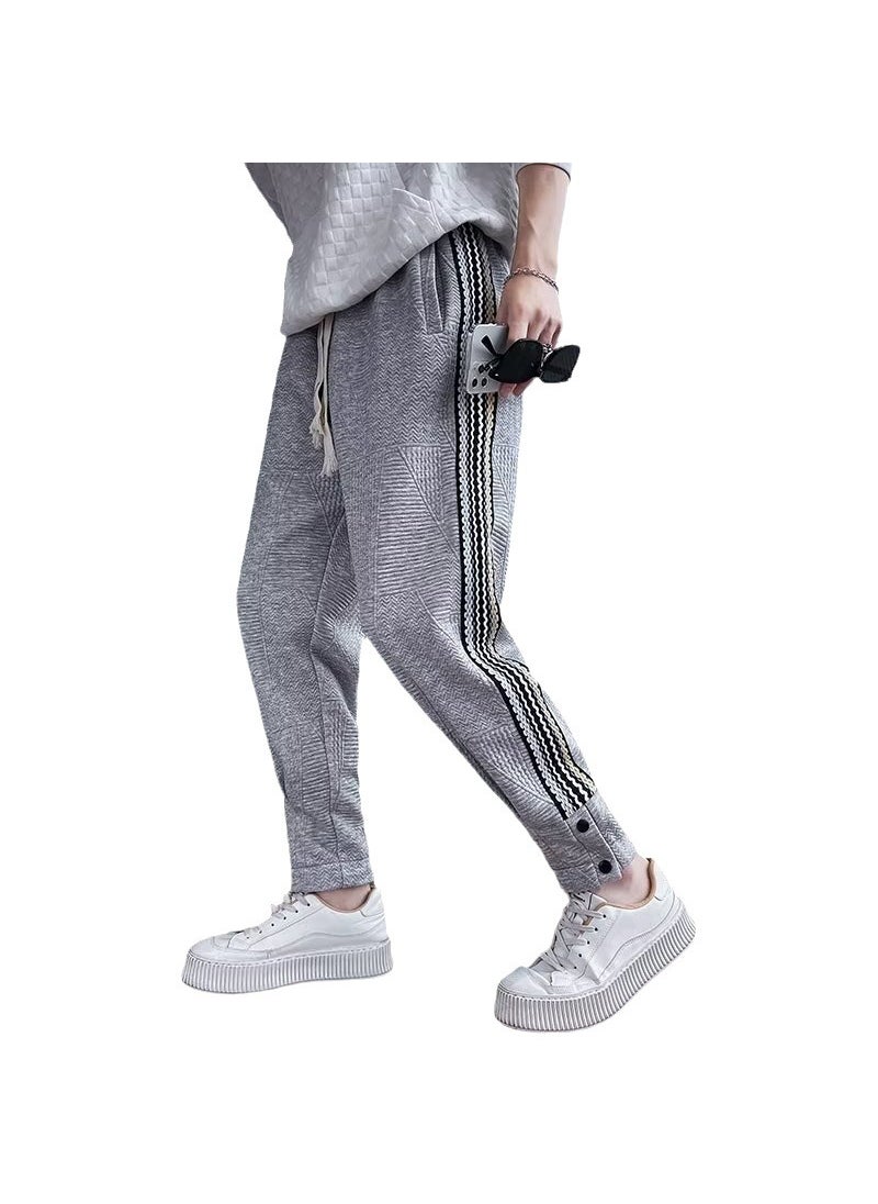 Mens Loose Stripe Tape Joggers Autumn Brown