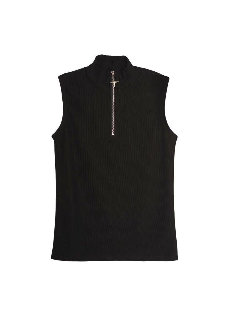 Sleeveless T-Shirt Vest Unisex Solid Summer Casual Korean Style Black