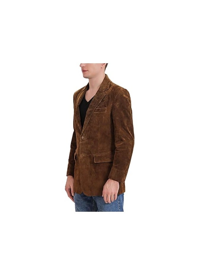 Men Richard Classic Leather Blazer Lambskin Sport Coat Jacket - Men Slim Fit Leather Jacket