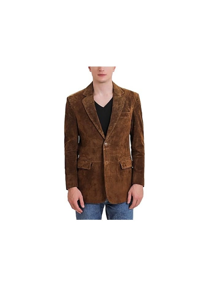 Men Richard Classic Leather Blazer Lambskin Sport Coat Jacket - Men Slim Fit Leather Jacket