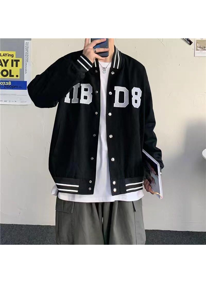 Mens Baseball Jacket Spring 2023 Casual Trendy C3 embroidery Black