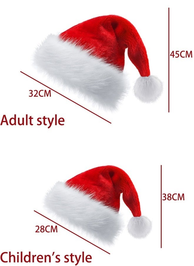 Christmas Santa Hat for Kids Adults Red Velvet Xmas Holiday Hat Touch Soft and Comfortable Thickened Santa Hats for Christmas New Year Holiday Party Supplies (2PCS Hat)