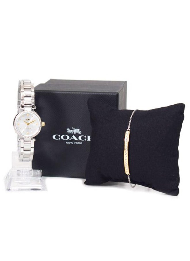 COACH ROUND ANALOG WOMEN'S SILVER WHITE CASE WATCH - 14000092