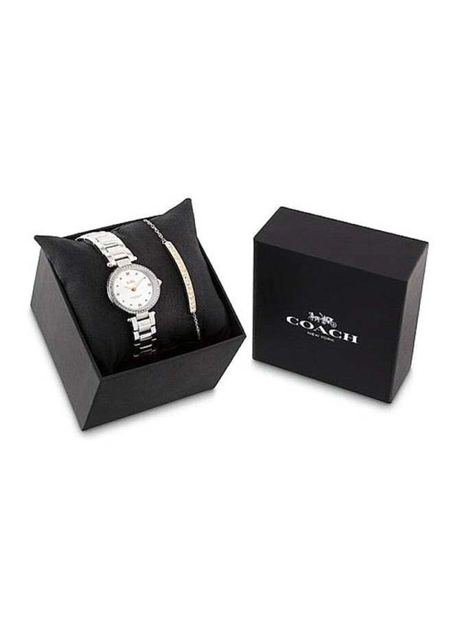 COACH ROUND ANALOG WOMEN'S SILVER WHITE CASE WATCH - 14000092