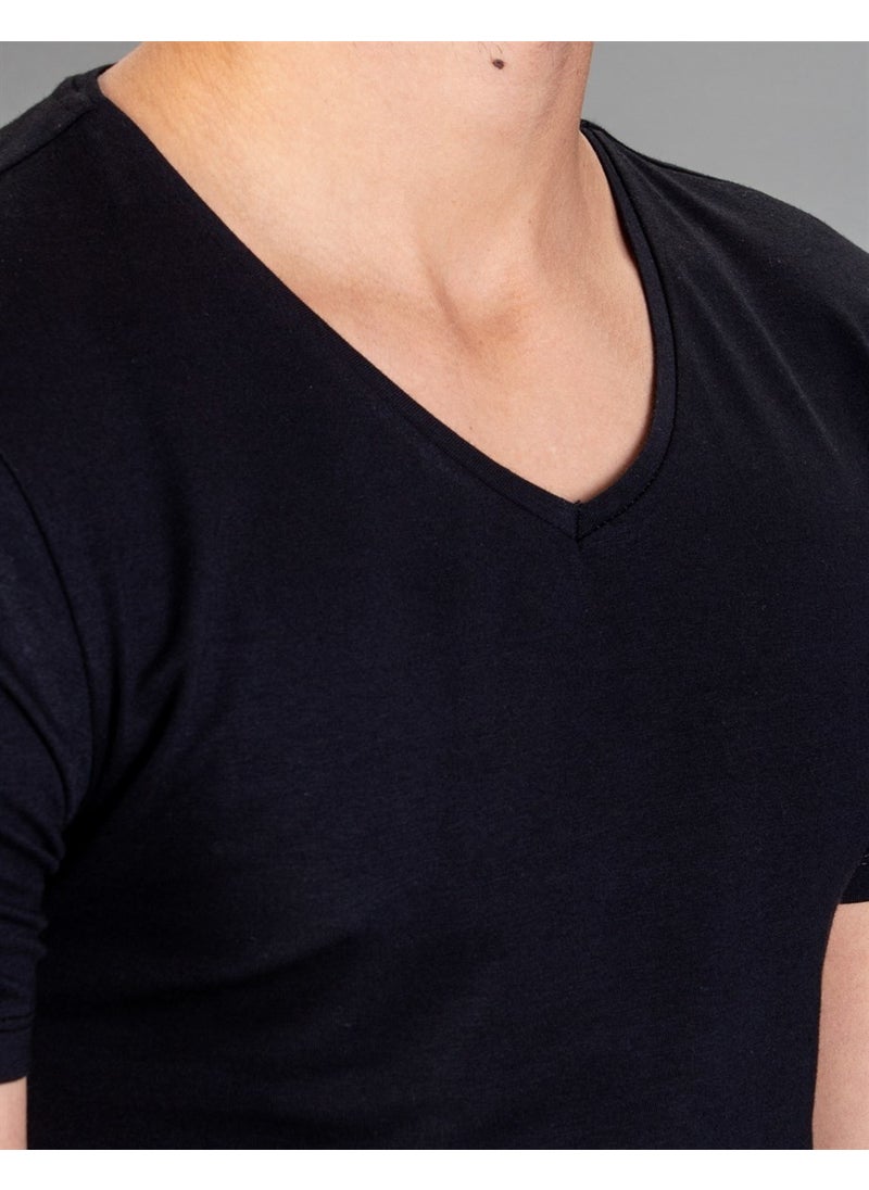 V-Neck Basic Black Men's T-Shirt