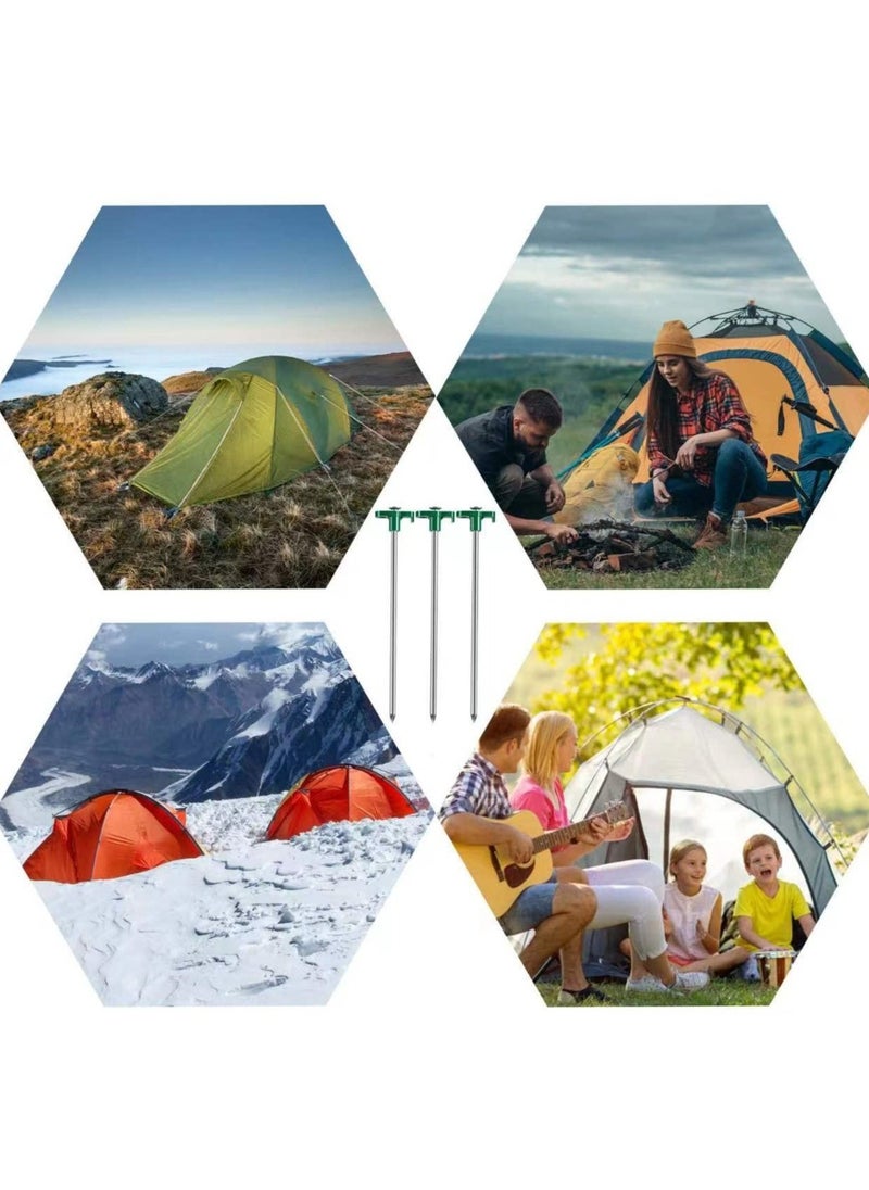 Tent Stakes, 10 Pcs Heavy Duty Tent Stakes Pegs, Outdoor Camping Windproof Professional Ground Stakes, Metal Tent Pegs for All Kinds of Ground, Specially Designed for Tent Canopies