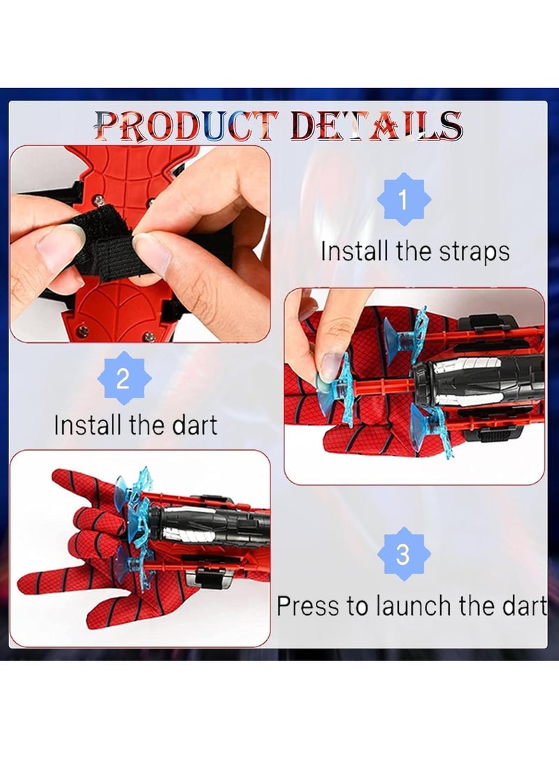 Launcher Gloves for Spiderman, Super Hero Web Shooter for Kids, Spider Shooter Toy, Spider-Man Launcher Gloves Educational Toys, Spider Launcher Wrist Toys Costume Cosplay Super Hero Toys Gift