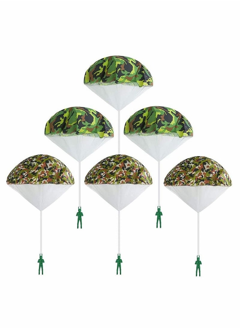 6 Pack Camo Parachute Toy, Army Camo Parachute Toys for Kids Tangle Free Throwing Toy Parachute Action Figures Toy Hand Throwing Kids Outdoor Games Toys Outside Toys Gifts for Boy and Girl