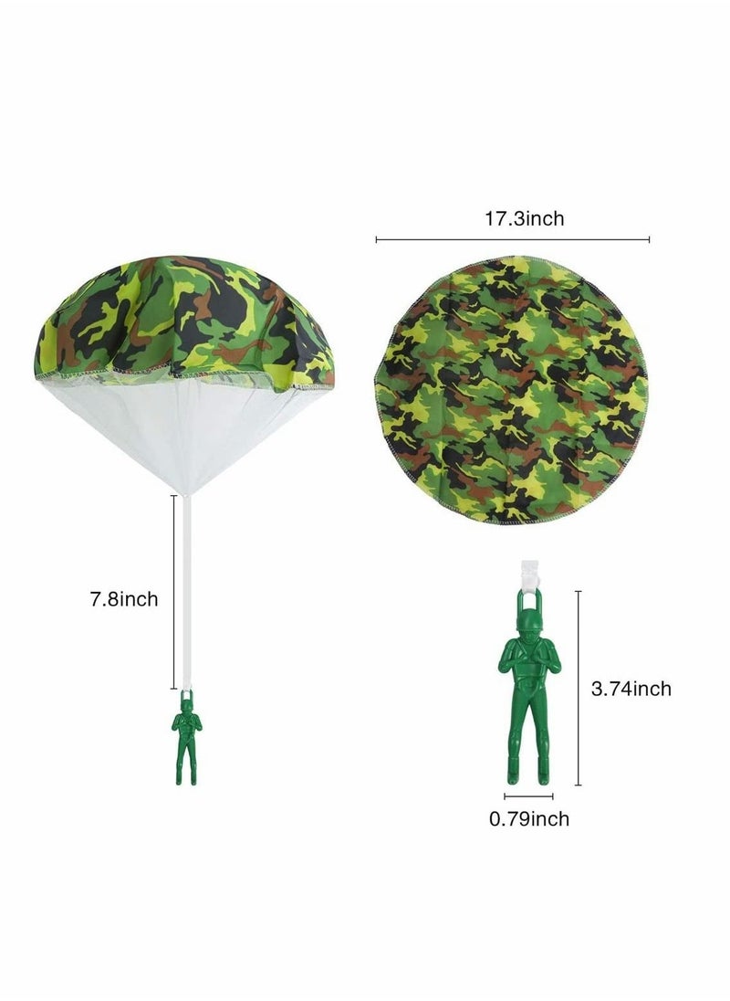 6 Pack Camo Parachute Toy, Army Camo Parachute Toys for Kids Tangle Free Throwing Toy Parachute Action Figures Toy Hand Throwing Kids Outdoor Games Toys Outside Toys Gifts for Boy and Girl