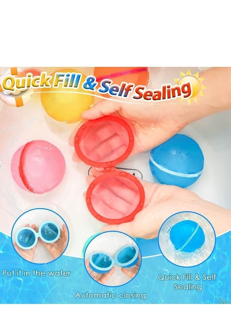 Reusable Water Balloons, Quick Fill Self Sealing, Summer Water Toys, Outdoor Toys, Pool Toys, Self-Sealing Water Ball for Kids Adults (6 Pcs)