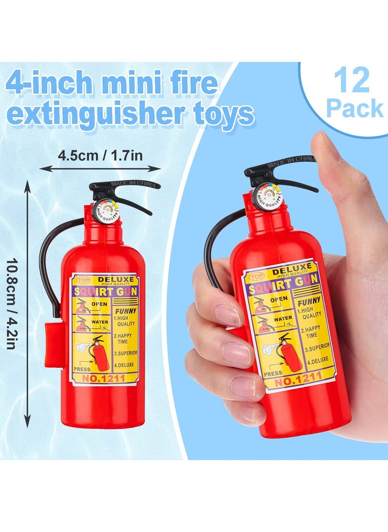 12Pack Fire Extinguisher Toys Mini Water Firemen Squirter Water Water Squirt Gun for Kids Teens Adults Summer Outdoor Games Birthday Swimming Pool Party Favors (4.2Inch)