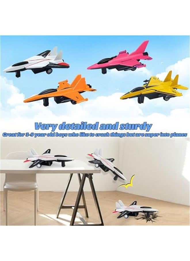 4 Pack Diecast Airplane Toys for 3 4 5 6 Year Old Boys, Pull Back Plane Toys Die Cast Aircraft Fighter Jet Toys Models Kids' Play Vehicles Airplanes for Kids Birthday Gift Party Favors