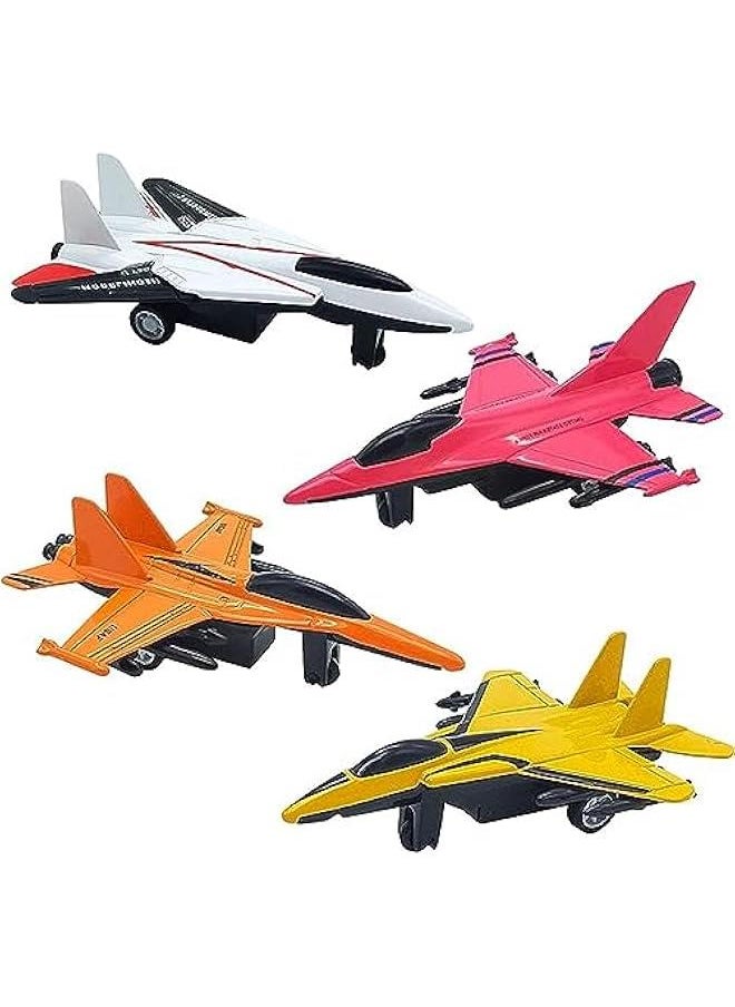 4 Pack Diecast Airplane Toys for 3 4 5 6 Year Old Boys, Pull Back Plane Toys Die Cast Aircraft Fighter Jet Toys Models Kids' Play Vehicles Airplanes for Kids Birthday Gift Party Favors