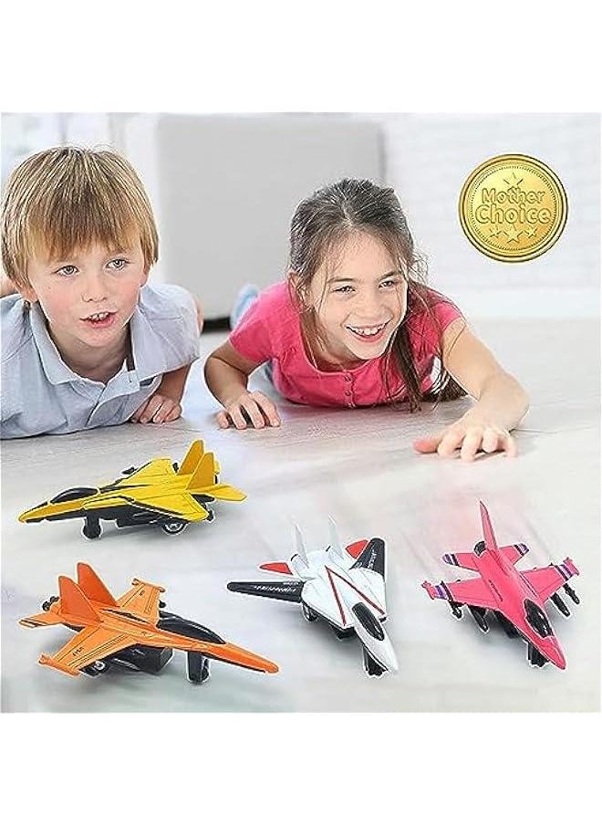 4 Pack Diecast Airplane Toys for 3 4 5 6 Year Old Boys, Pull Back Plane Toys Die Cast Aircraft Fighter Jet Toys Models Kids' Play Vehicles Airplanes for Kids Birthday Gift Party Favors