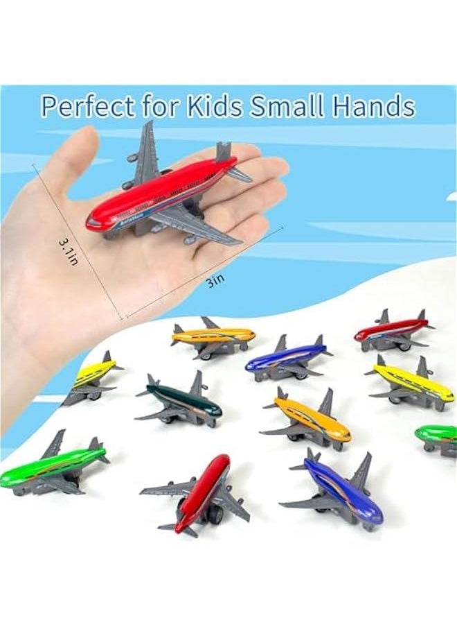 Toy Airplane 15 Pack (6 Colors), Mini Diecast Airplane Toy for Boys Girls 3 4-8 9 Years, Pull Back Alloy Model Planes Aeroplane Toys for Kids Birthday Cake Toppers Party Favors