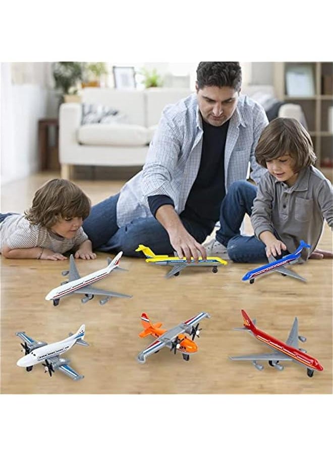 Toy Airplane 6 Pack, Diecast Airplane Toy for Boys Age 3 4-7 8-12, Alloy Planes Model/Glider Planes/Airlines Plane Toys for Kids Birthday Cake Toppers Airforce Party Favors