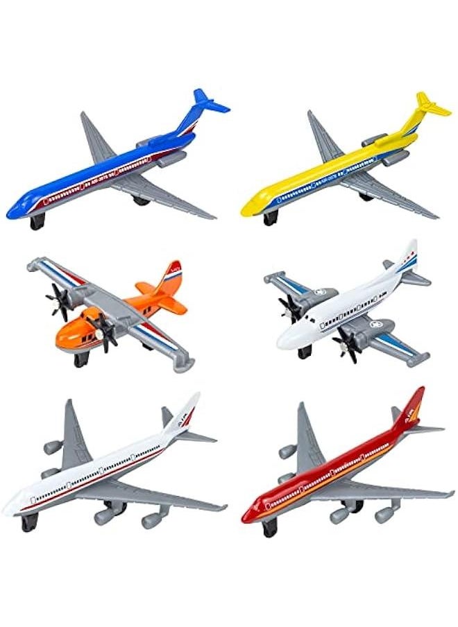 Toy Airplane 6 Pack, Diecast Airplane Toy for Boys Age 3 4-7 8-12, Alloy Planes Model/Glider Planes/Airlines Plane Toys for Kids Birthday Cake Toppers Airforce Party Favors