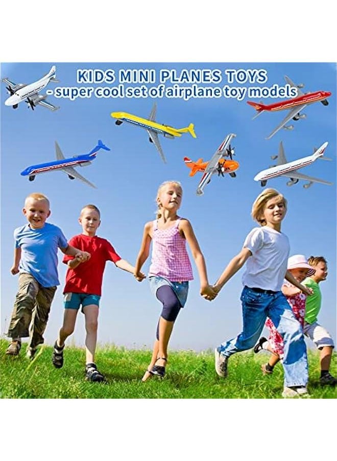 Toy Airplane 6 Pack, Diecast Airplane Toy for Boys Age 3 4-7 8-12, Alloy Planes Model/Glider Planes/Airlines Plane Toys for Kids Birthday Cake Toppers Airforce Party Favors