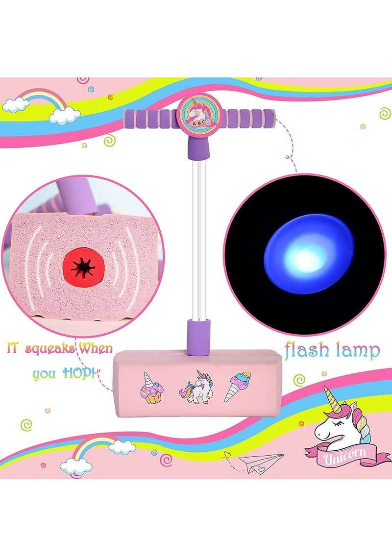 Unicorn girls toys Age 4+ Kids Toys Pogo Jumper With Light Boys Toys Gift for Kids Pink